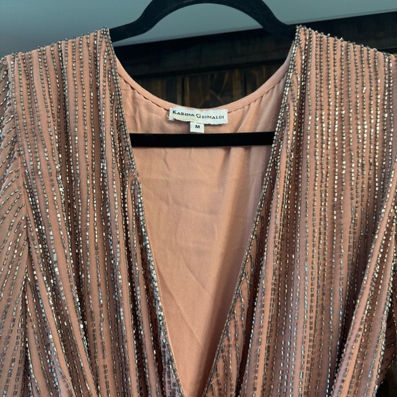 Karina Grimaldi Garda beaded mini dress with velvet belt - Picture 5 of 8